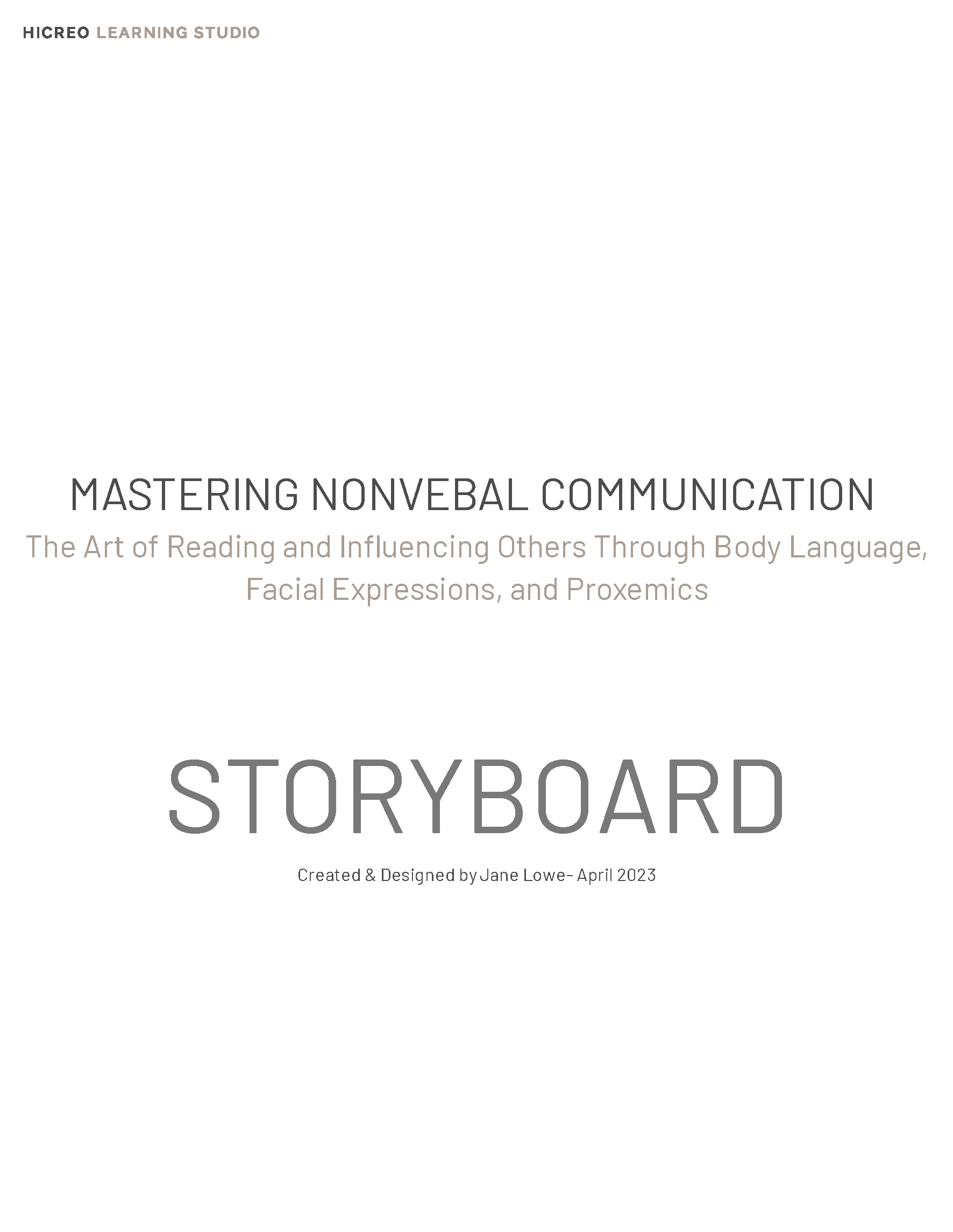 Storyboard template that titled 'Mastering Nonverbal Communication_The Art of Reading and Influencing Others Through Body Language'